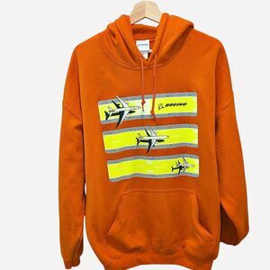 Boeing Hi-Vis Workwear Hoodie Heavyweight Neon Yellow Orange Oversized Fall XL